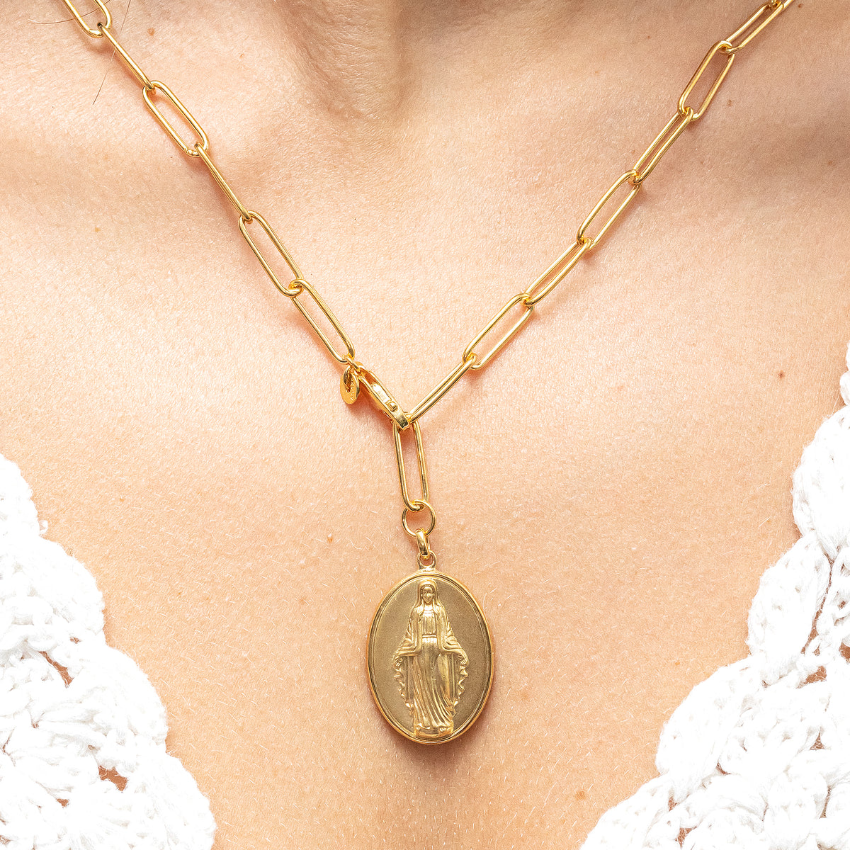 cai Anhänger mit Kette Ankerkette 925/- Sterling Silber vergoldet 60cm ohne