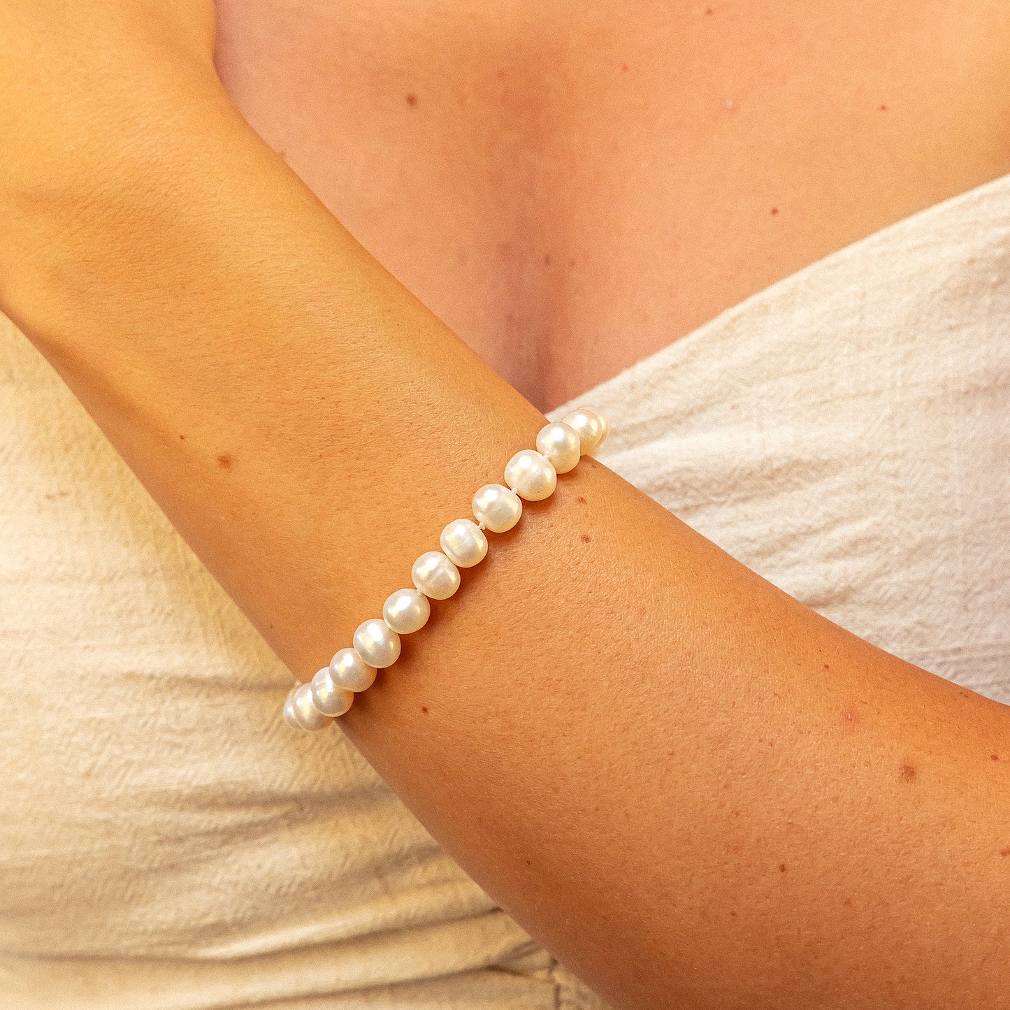 Armband Süßwasserzuchtperlen 333/- Gold 19cm Süßwasserzuchtperle