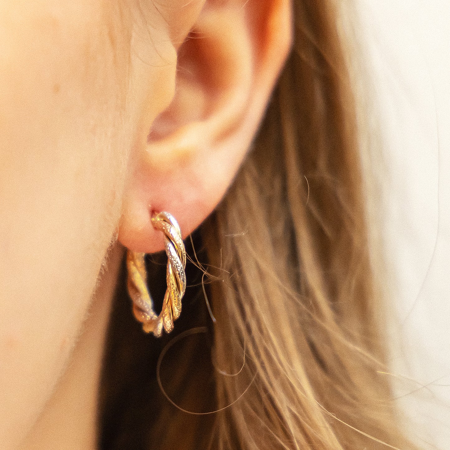 Ohrringe 585/- Gold vergoldet (teil) 2,1cm ohne