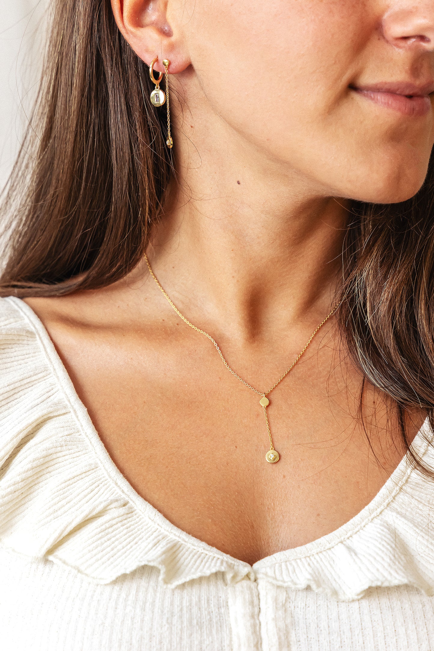 cai Creole 925 Sterling Silber gelb vergoldet Boho Zirkonia Anhänger 925/- Sterling Silber vergoldet 2,7cm Zirkonia