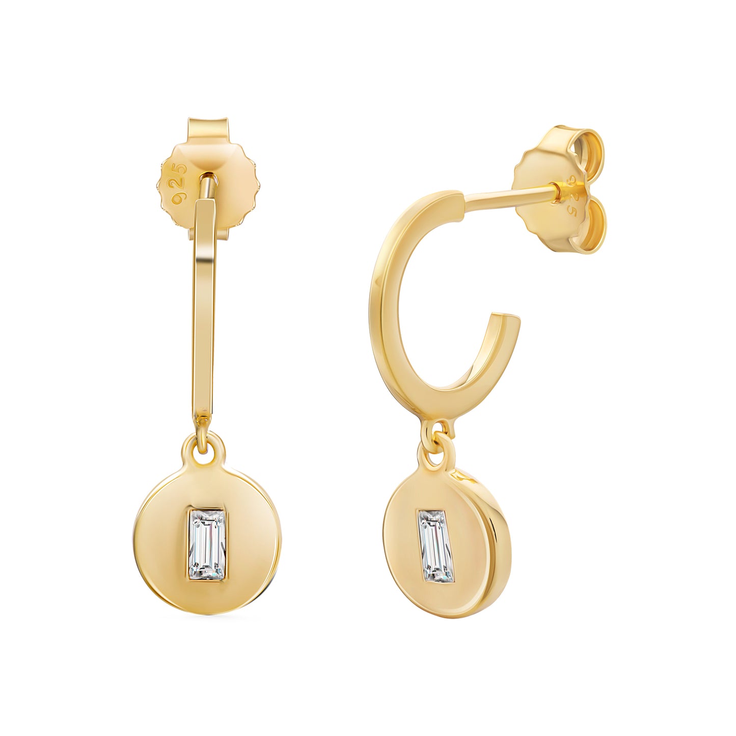 cai Creole 925 Sterling Silber gelb vergoldet Boho Zirkonia Anhänger 925/- Sterling Silber vergoldet 2,7cm Zirkonia