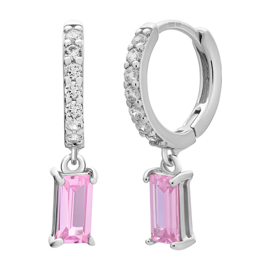 cai Creole 925 Sterling Silber rhodiniert mit rosa Zirkonia 925/- Sterling Silber rhodiniert 2,0cm Zirkonia