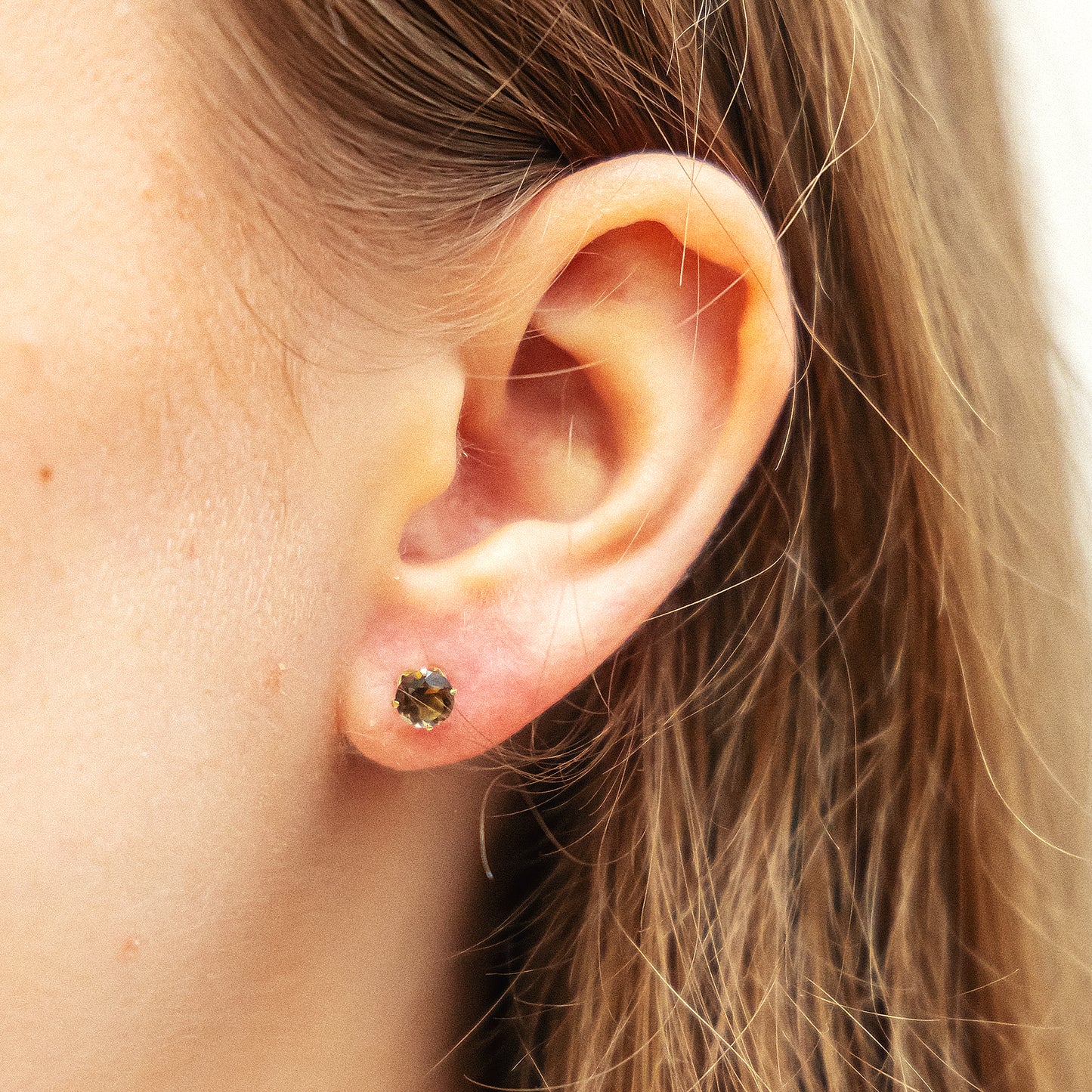 Ohrringe 585/- Gold 1,3cm Rauchquarz