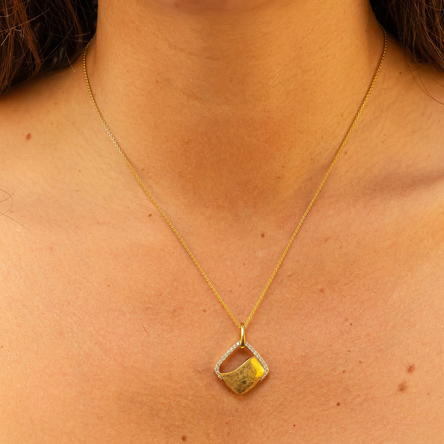 Halskette Ankerkette 585/- Gold rhodiniert (teil) 45,0cm Zirkonia