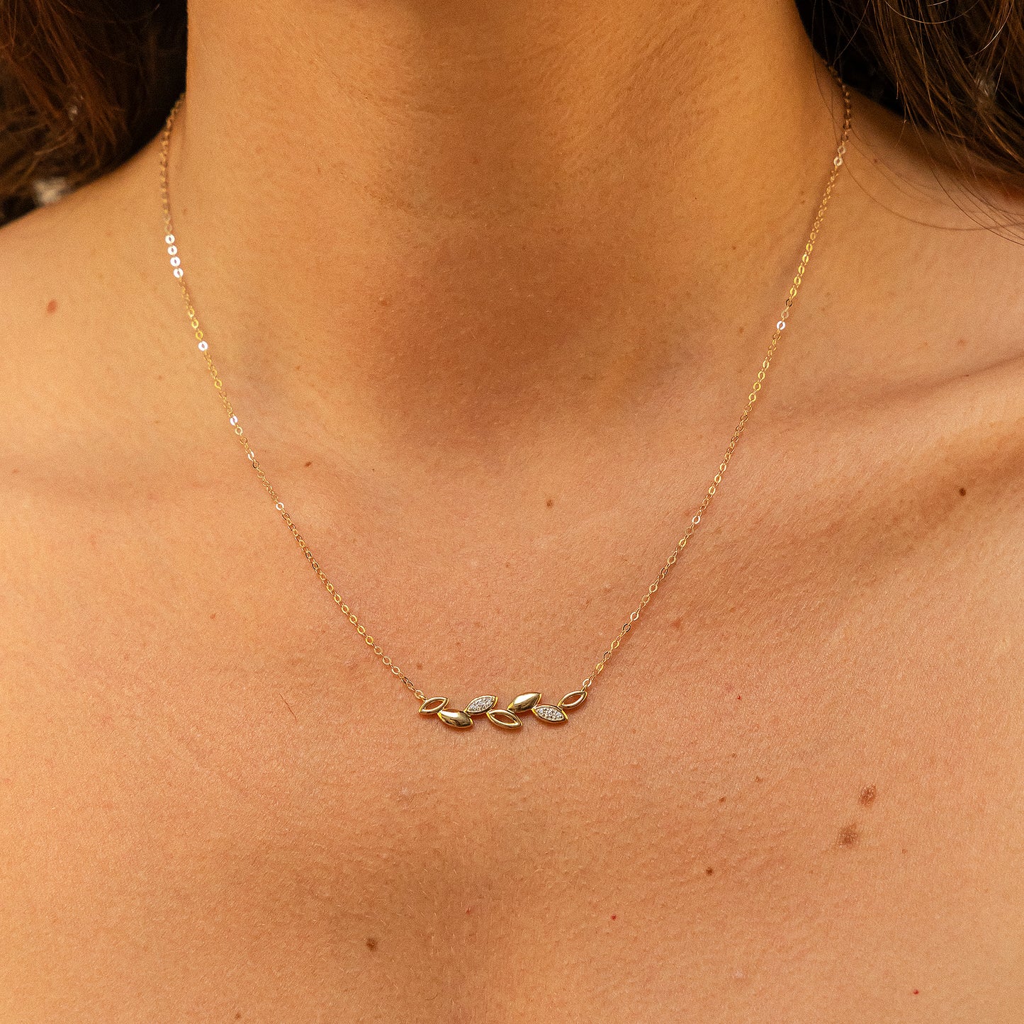 Halskette Ankerkette 375/- Gold rhodiniert (teil) 45cm Zirkonia