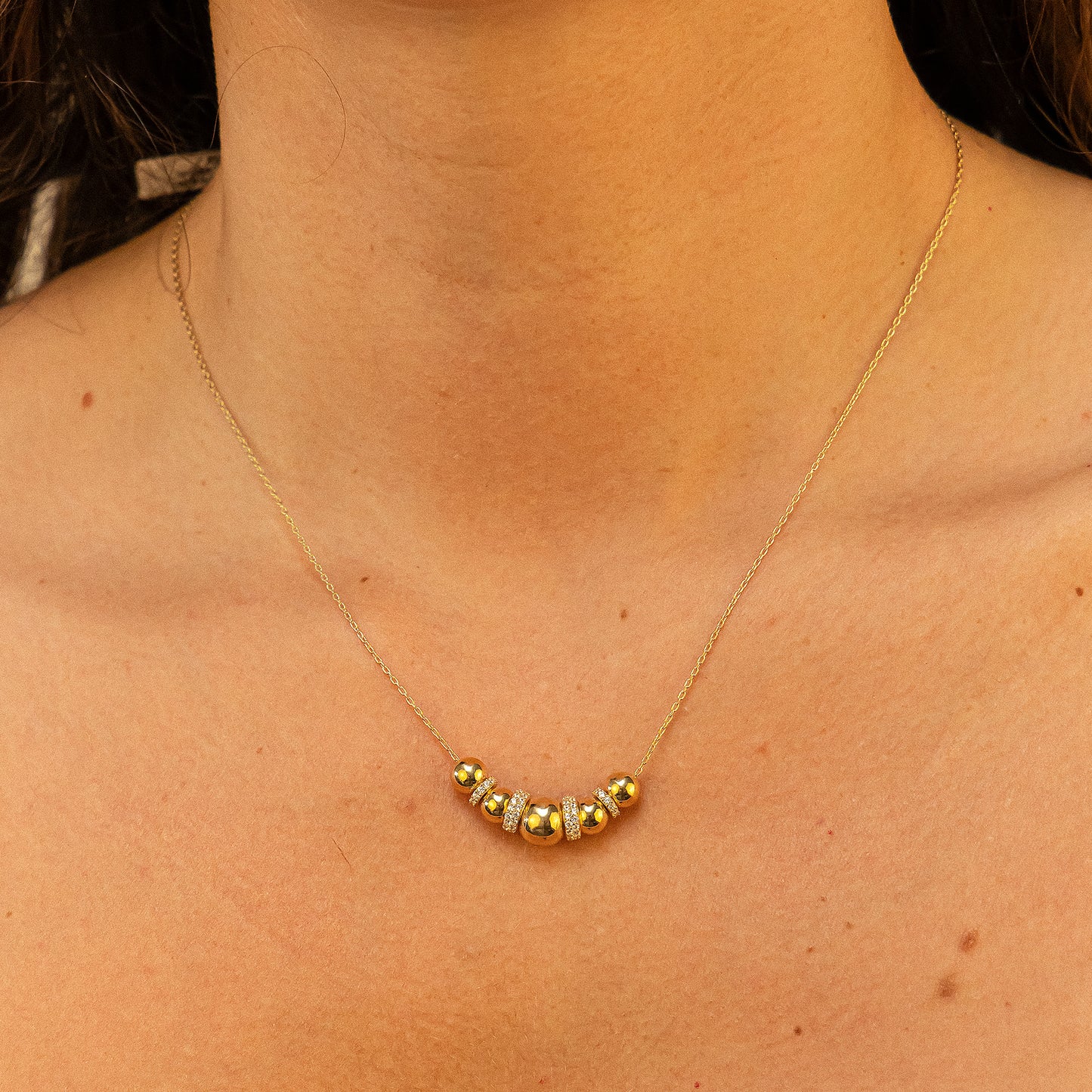 Collier Ankerkette 585/- Gold rhodiniert (teil) 45cm Zirkonia