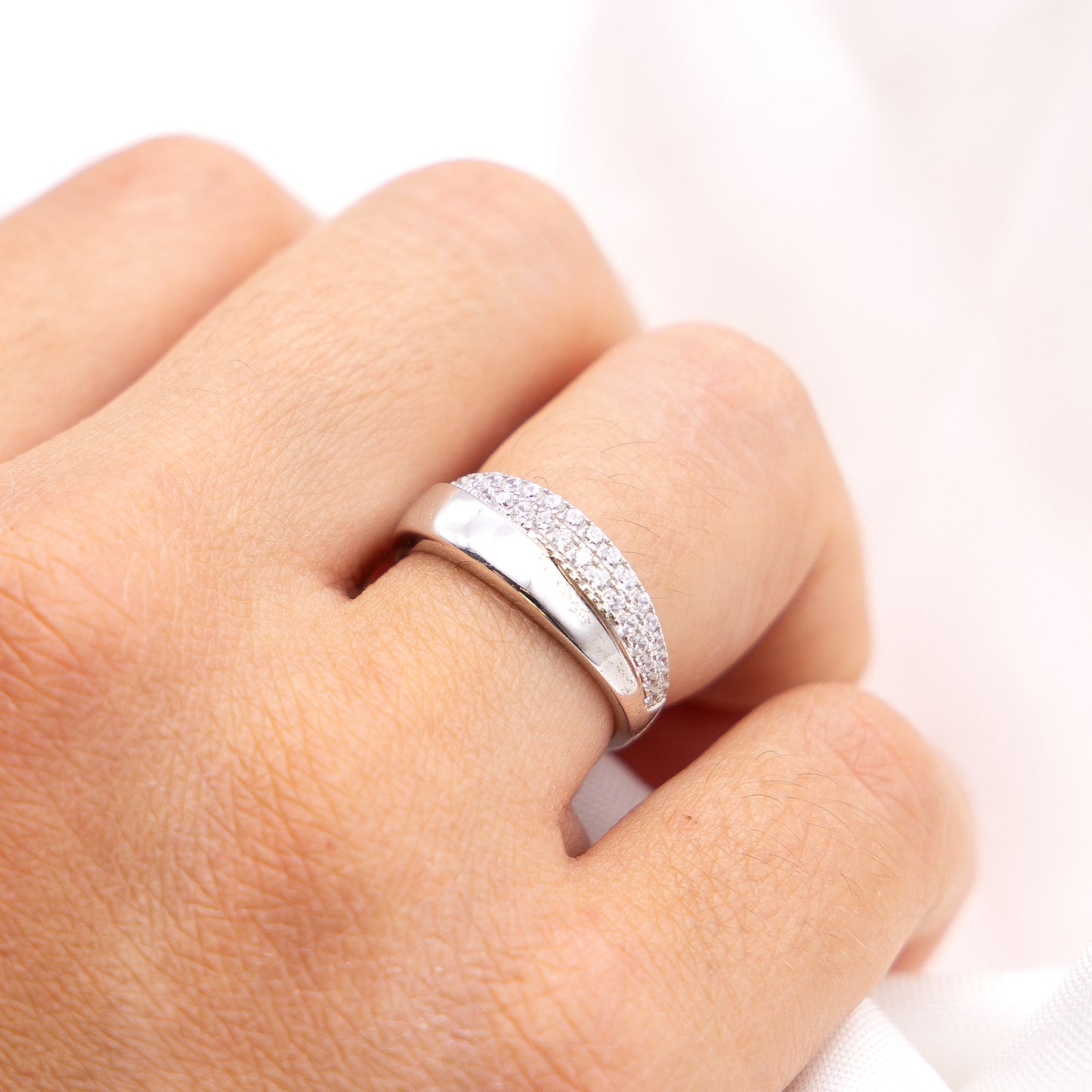 Ring 925/- Sterling Silber rhodiniert Zirkonia