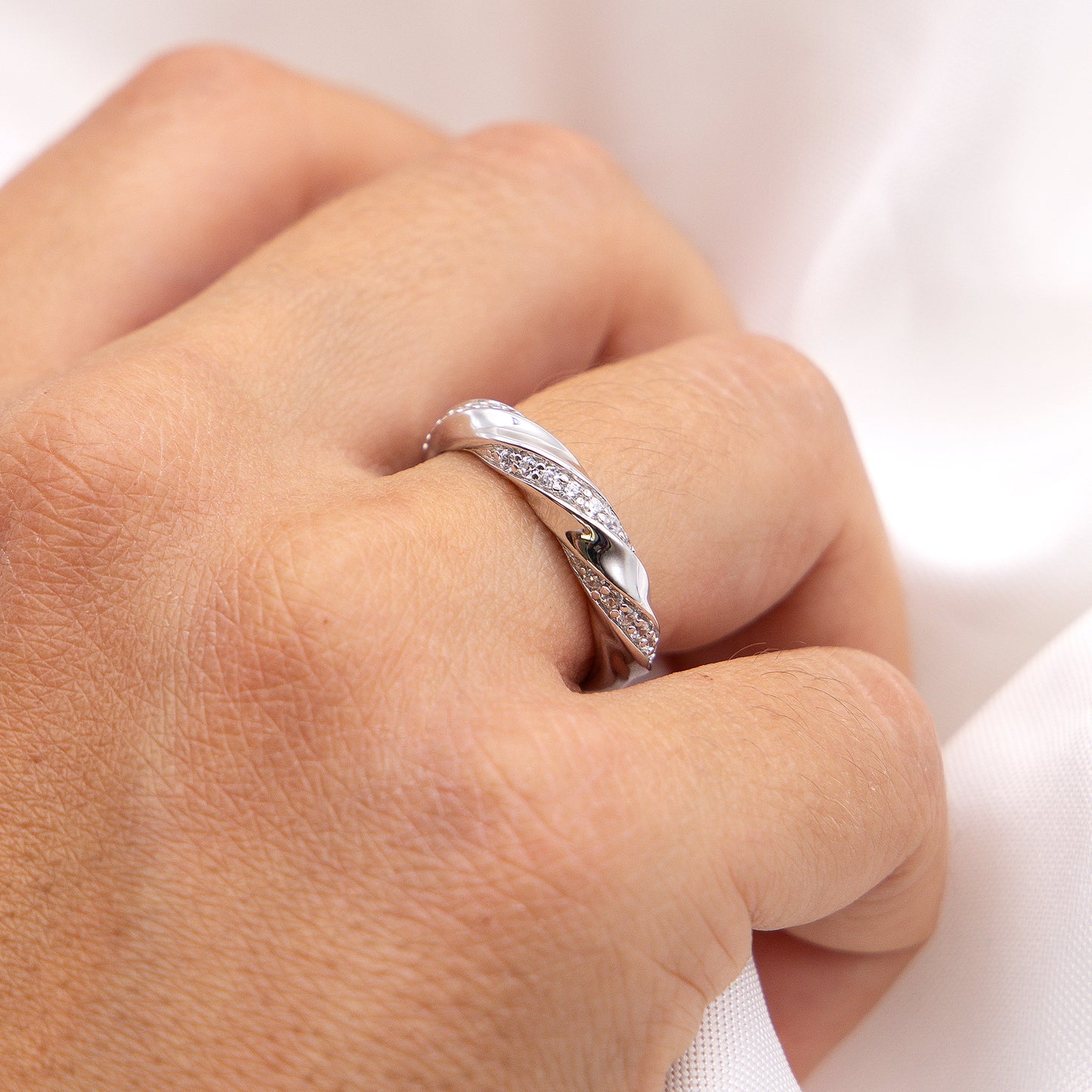 Ring 925/- Sterling Silber rhodiniert Zirkonia