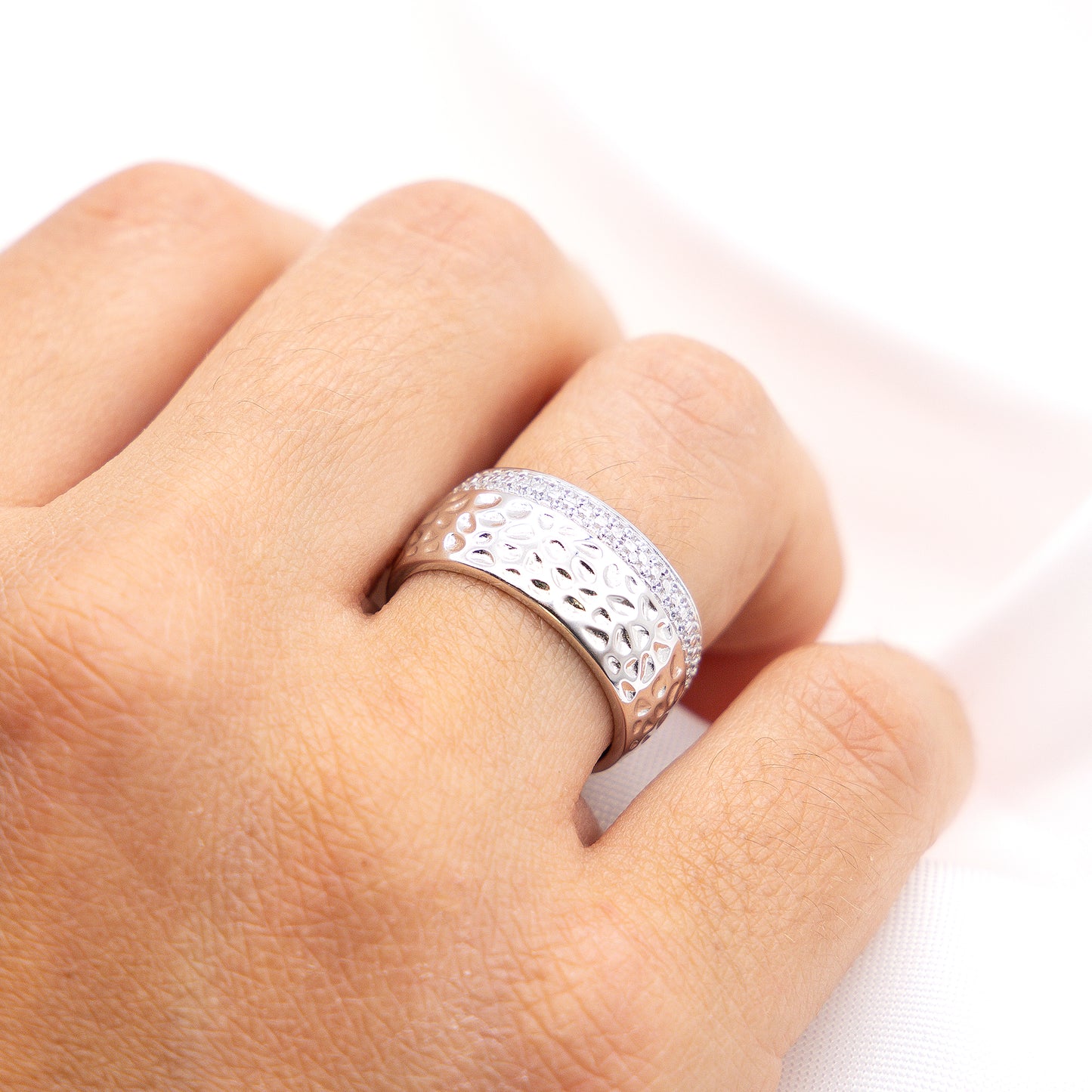 Ring 925/- Sterling Silber rhodiniert Zirkonia