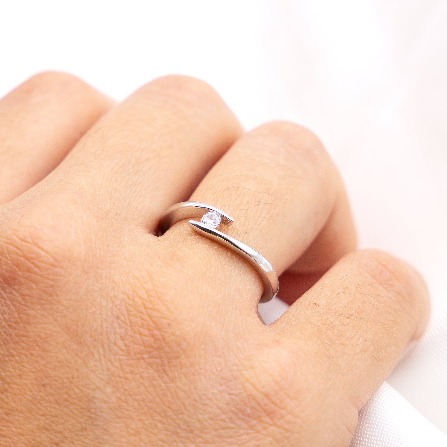 Ring 925/- Sterling Silber rhodiniert Zirkonia