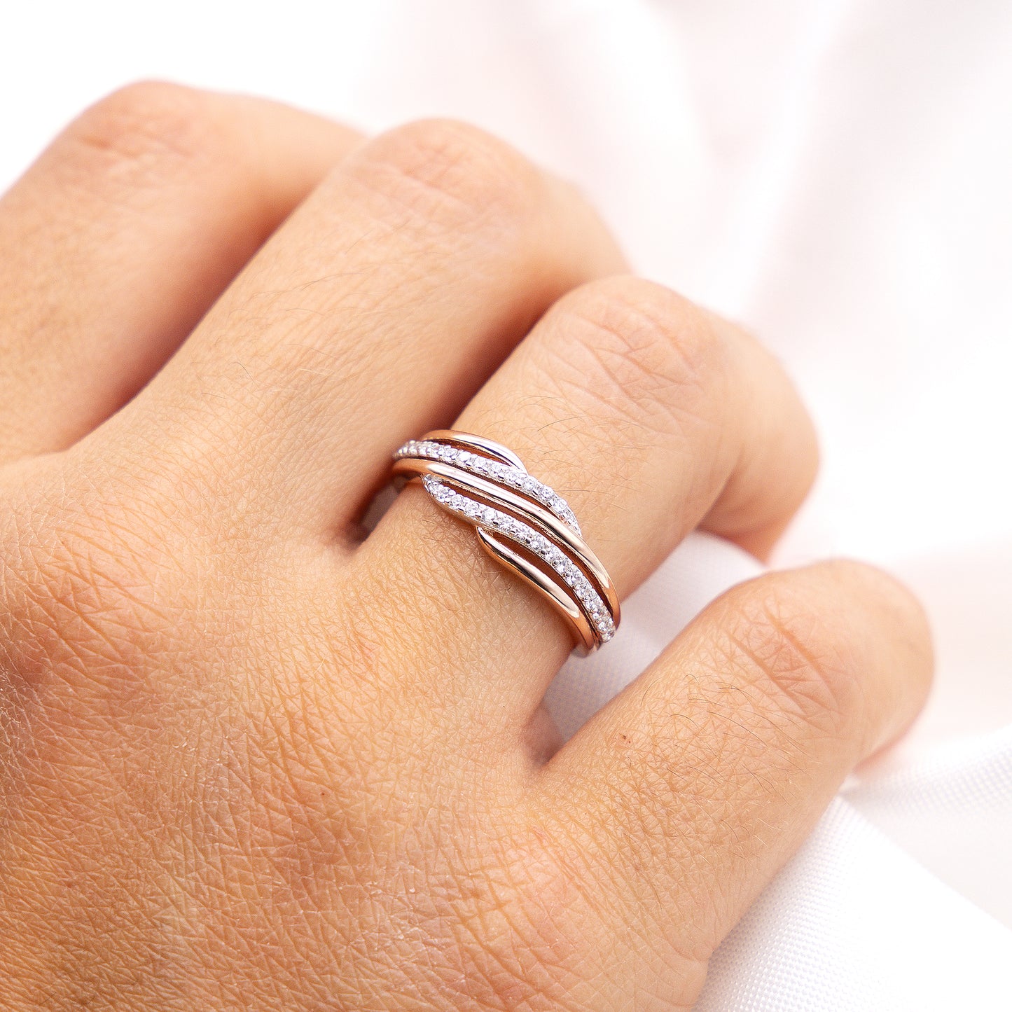 Ring 925/- Sterling Silber rotvergoldet Zirkonia
