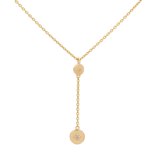 cai Kette 925 Silber vergoldet Plättchen Zirkonia Ankerkette 925/- Sterling Silber vergoldet 45,0cm Zirkonia