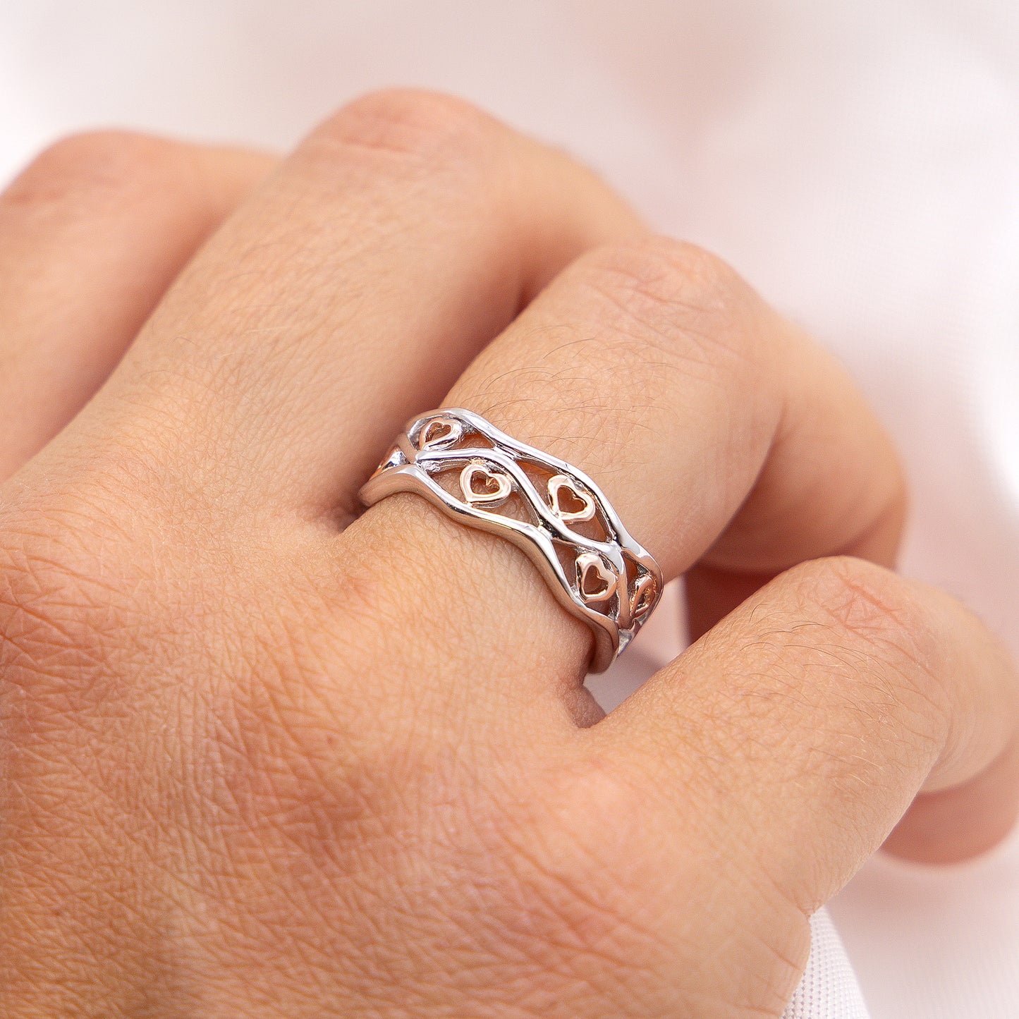 Ring 925/- Sterling Silber rotvergoldet (teil) ohne