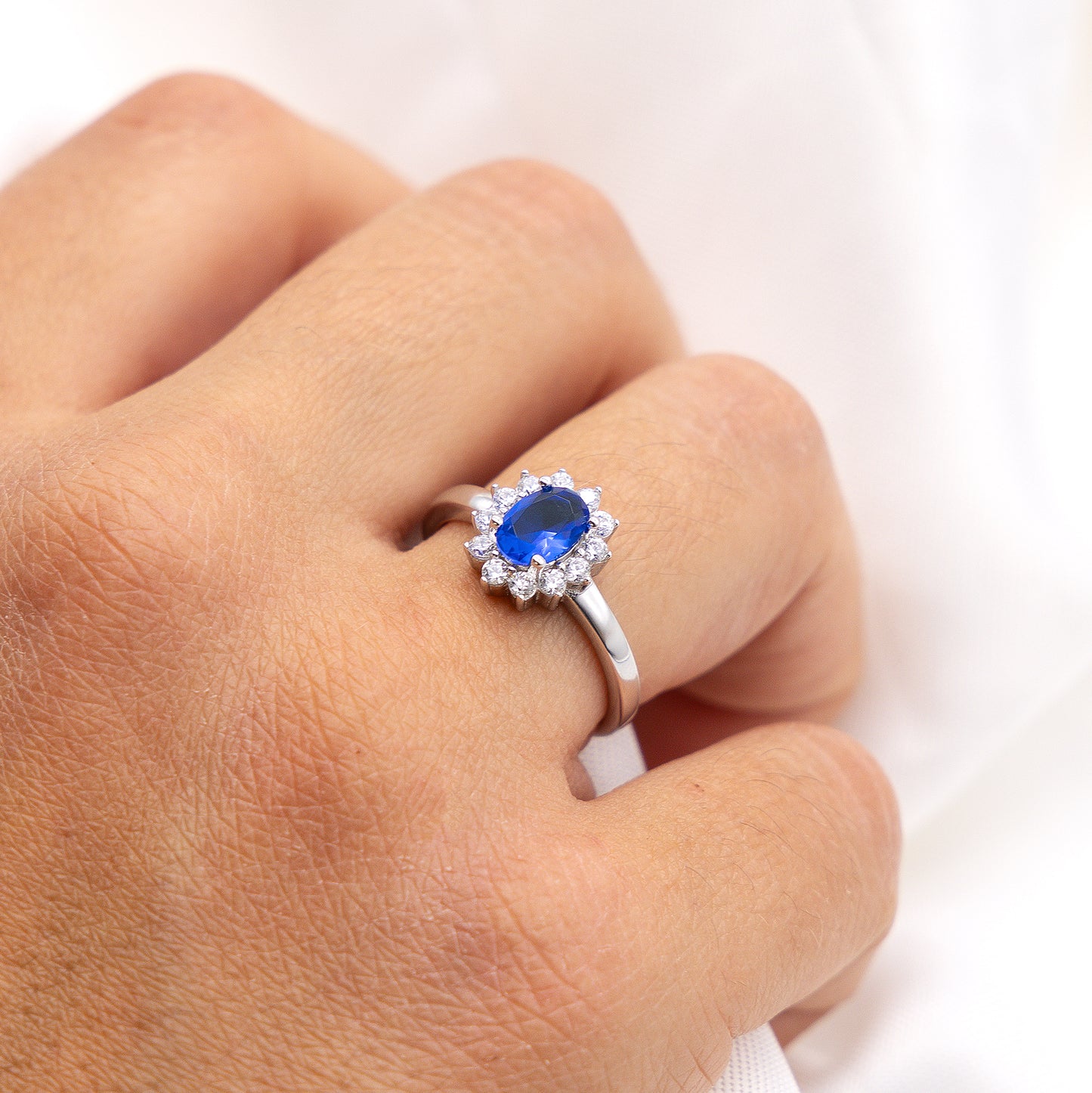 Ring 925/- Sterling Silber rhodiniert Glasstein