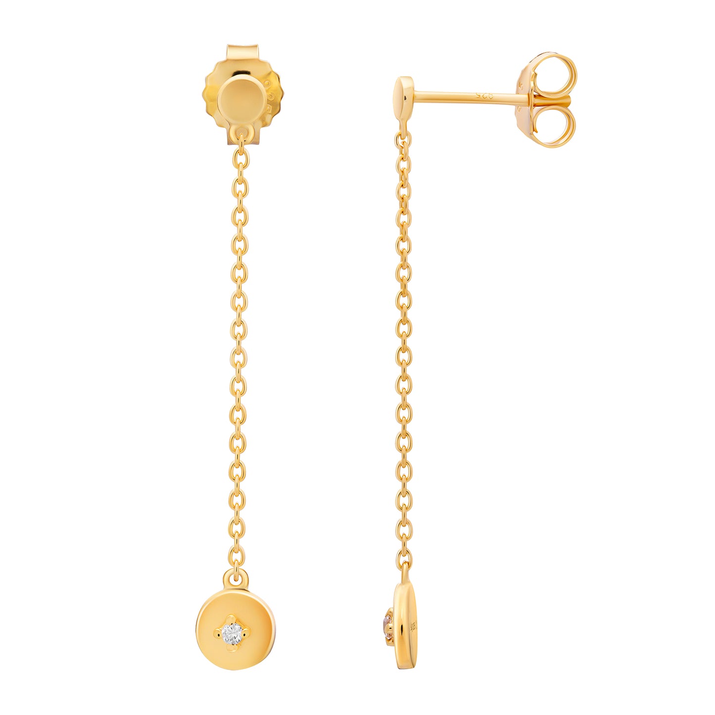 cai Ohrringe 925 Sterling Silber vergoldet Boho Zirkonia 925/- Sterling Silber vergoldet 4,1cm Zirkonia