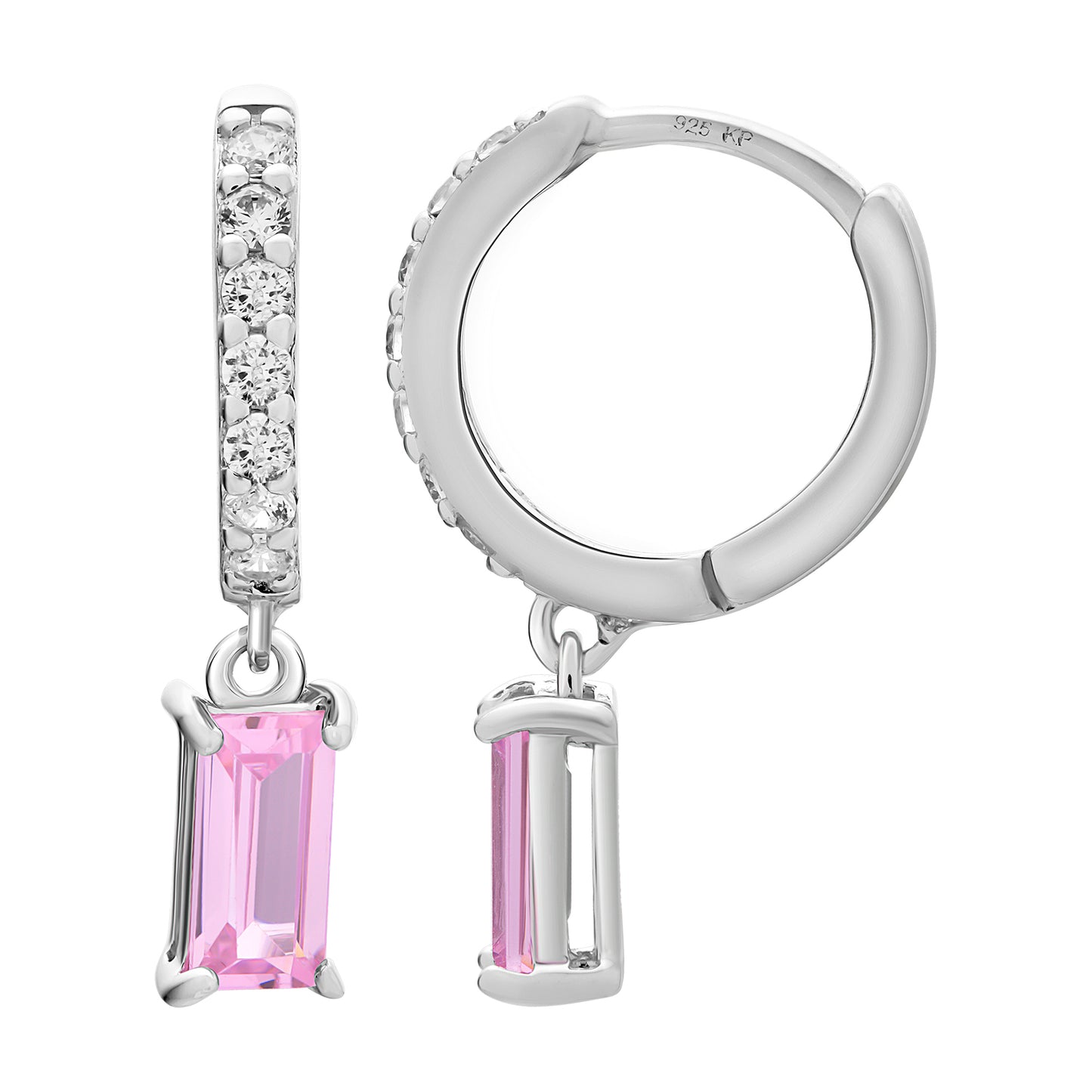 cai Creole 925 Sterling Silber rhodiniert mit rosa Zirkonia 925/- Sterling Silber rhodiniert 2,0cm Zirkonia