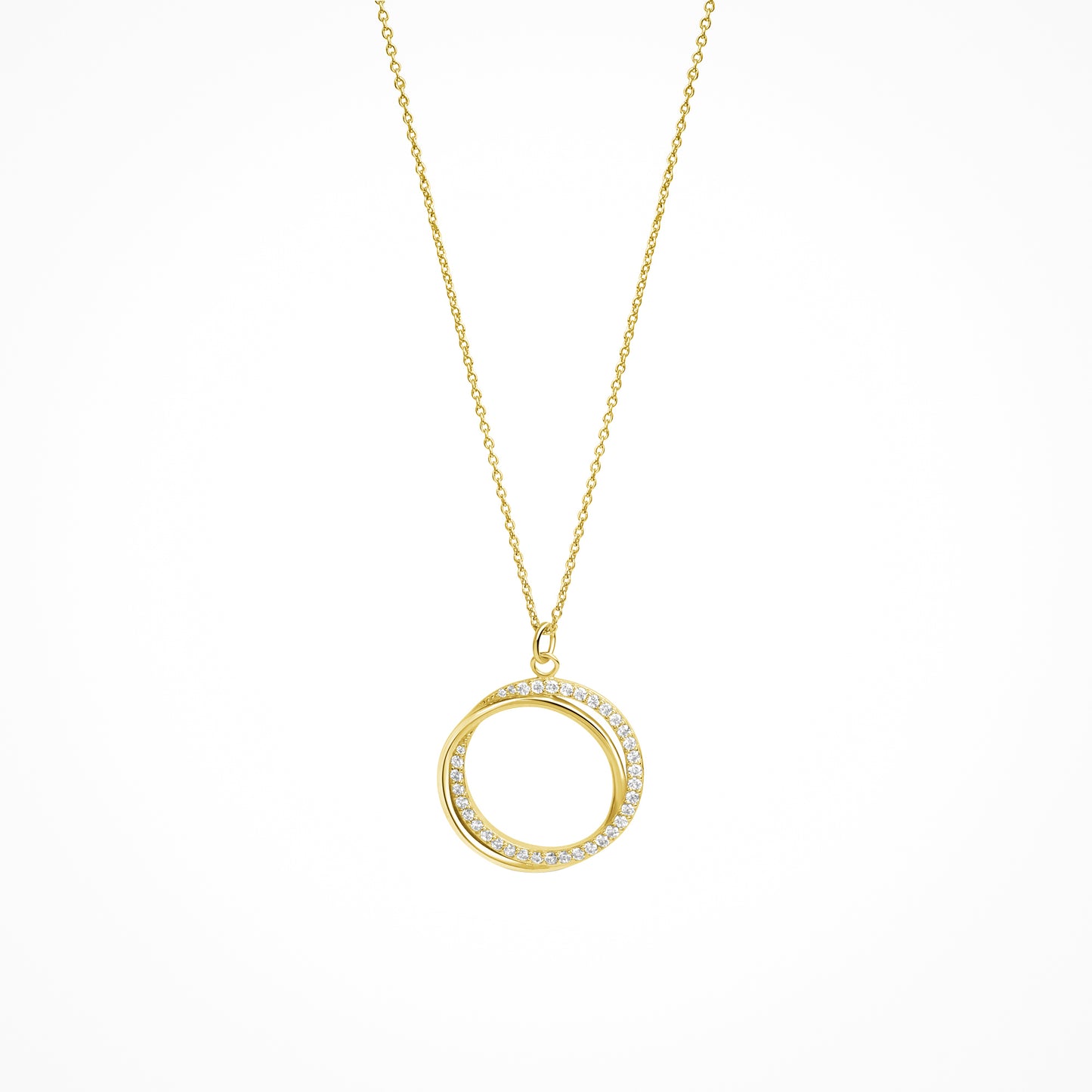 Halskette Ankerkette 925/- Sterling Silber vergoldet (teil) 45,0cm Zirkonia