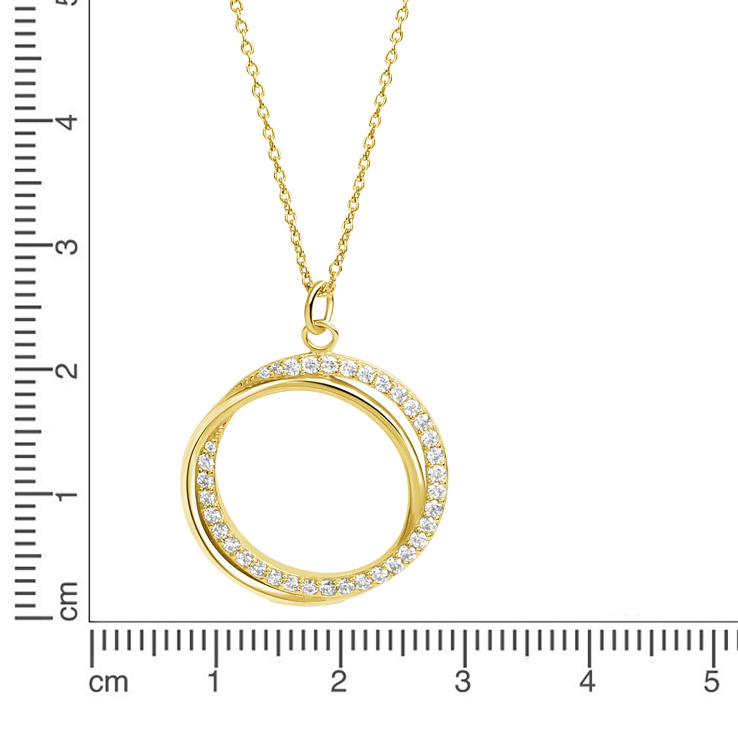 Halskette Ankerkette 925/- Sterling Silber vergoldet (teil) 45,0cm Zirkonia