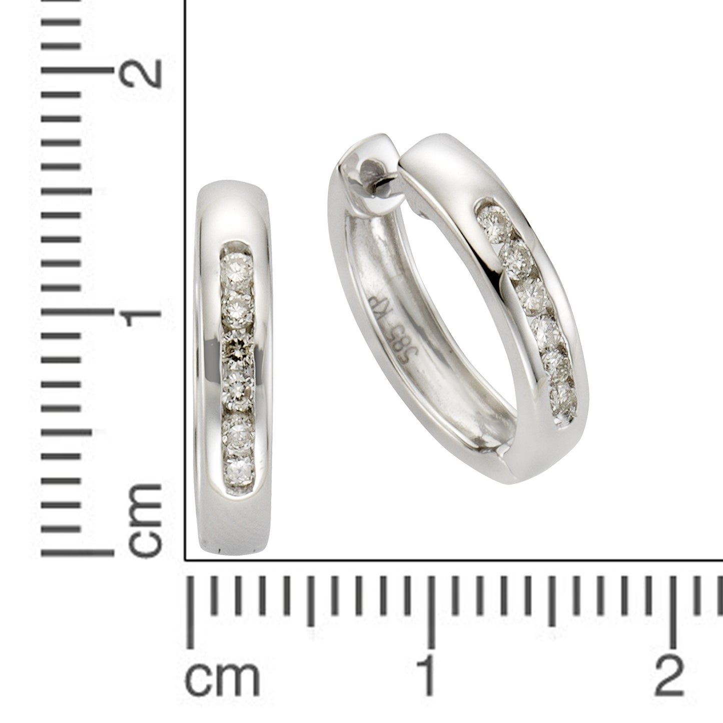Creolen 585/- Gold rhodiniert 1,6cm Brillant 0,25ct.