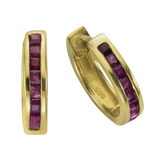 Ohrringe 585/- Gold 1,25cm Rubin 0,80ct.