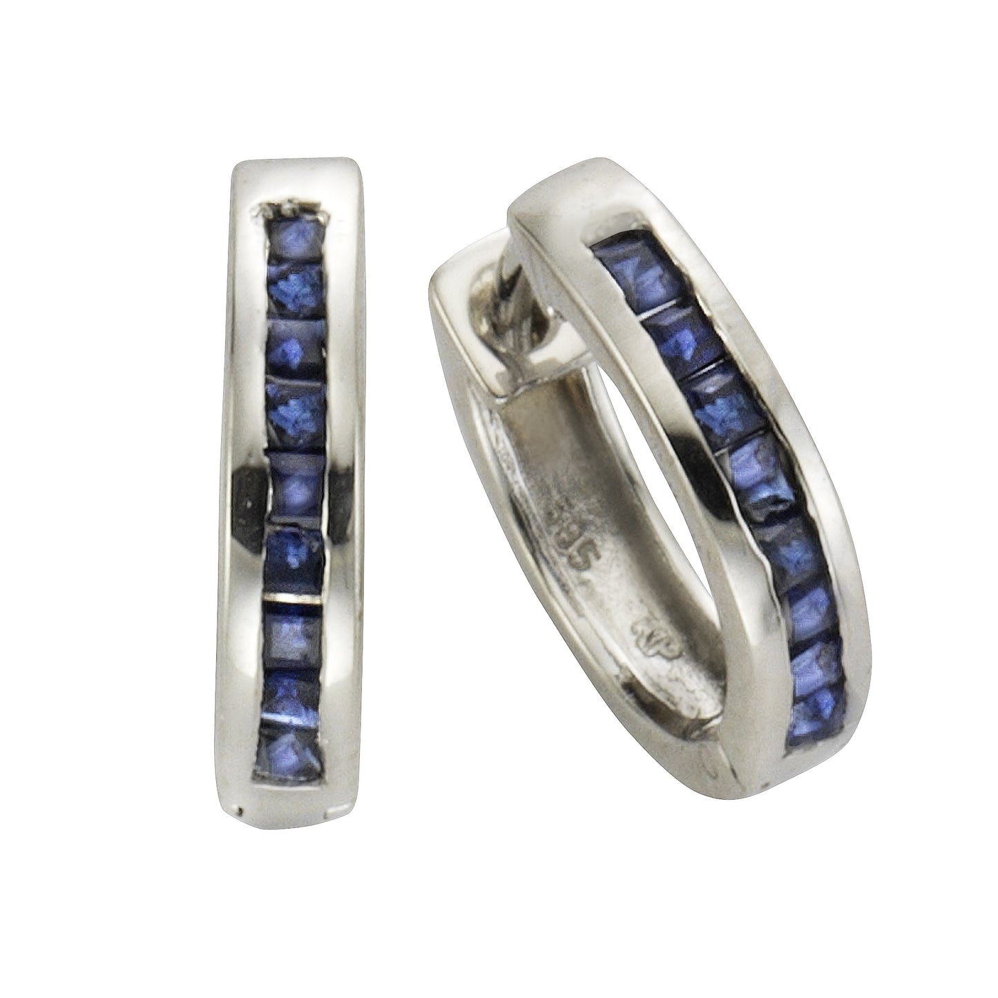 Ohrringe 585/- Gold rhodiniert 1,25cm Saphir 0,8ct