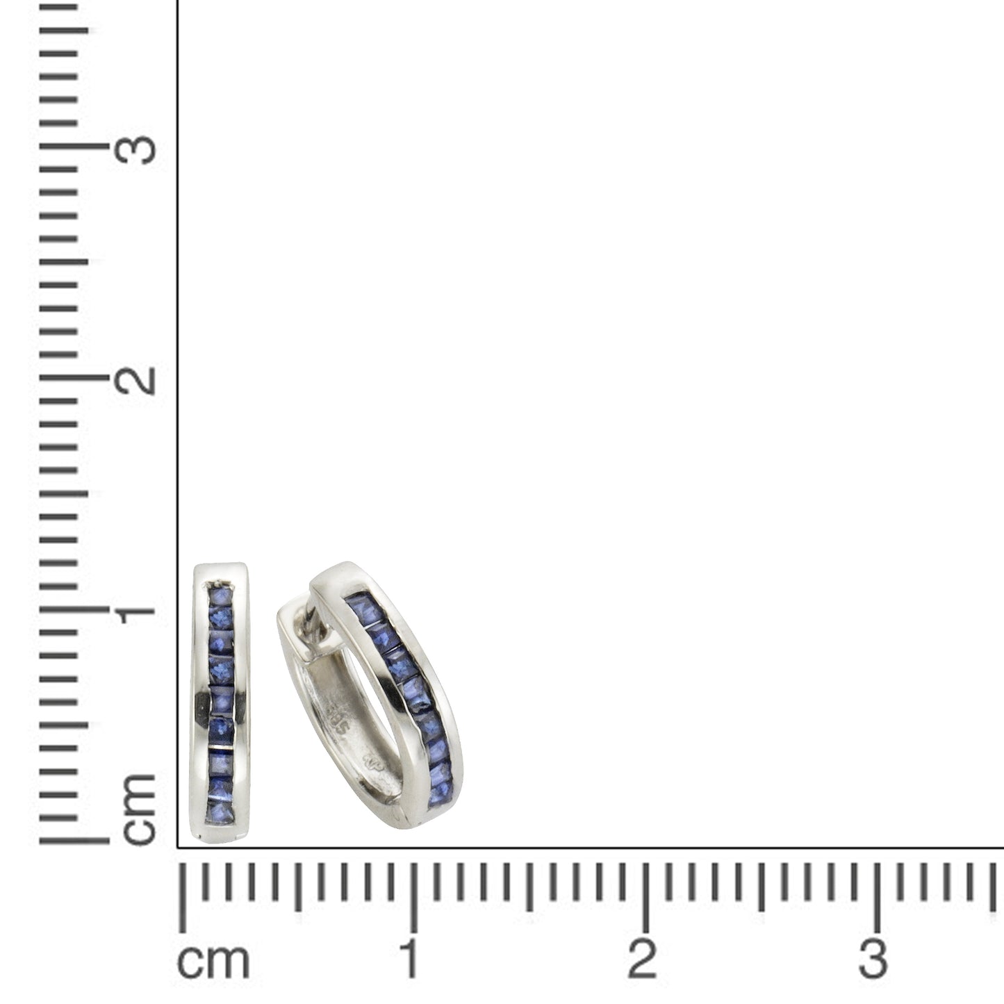 Ohrringe 585/- Gold rhodiniert 1,25cm Saphir 0,8ct