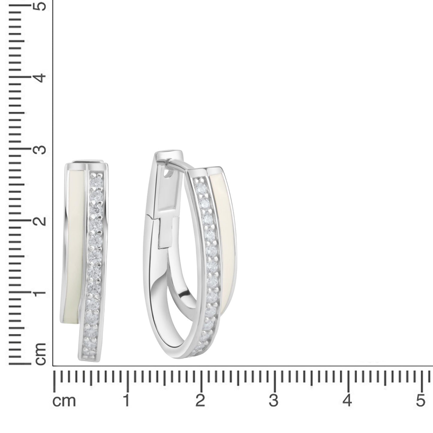 Klappcreolen 925/- Sterling Silber rhodiniert 2,15cm Zirkonia