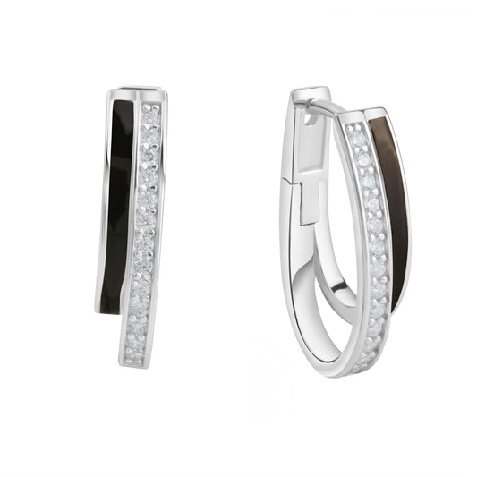 Klappcreolen 925/- Sterling Silber rhodiniert 2,15cm Zirkonia