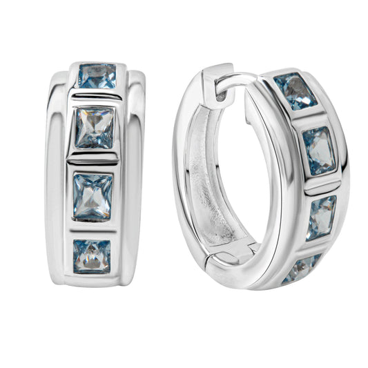 Ohrring 925 Silber Blautopas 925/- Sterling Silber rhodiniert 1,5cm Blautopas beh.