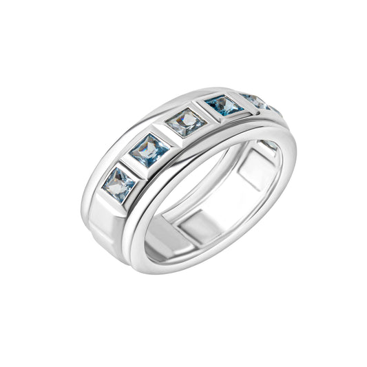 Ring 925 Silber rhodiniert Blautopas 925/- Sterling Silber rhodiniert Blautopas beh.