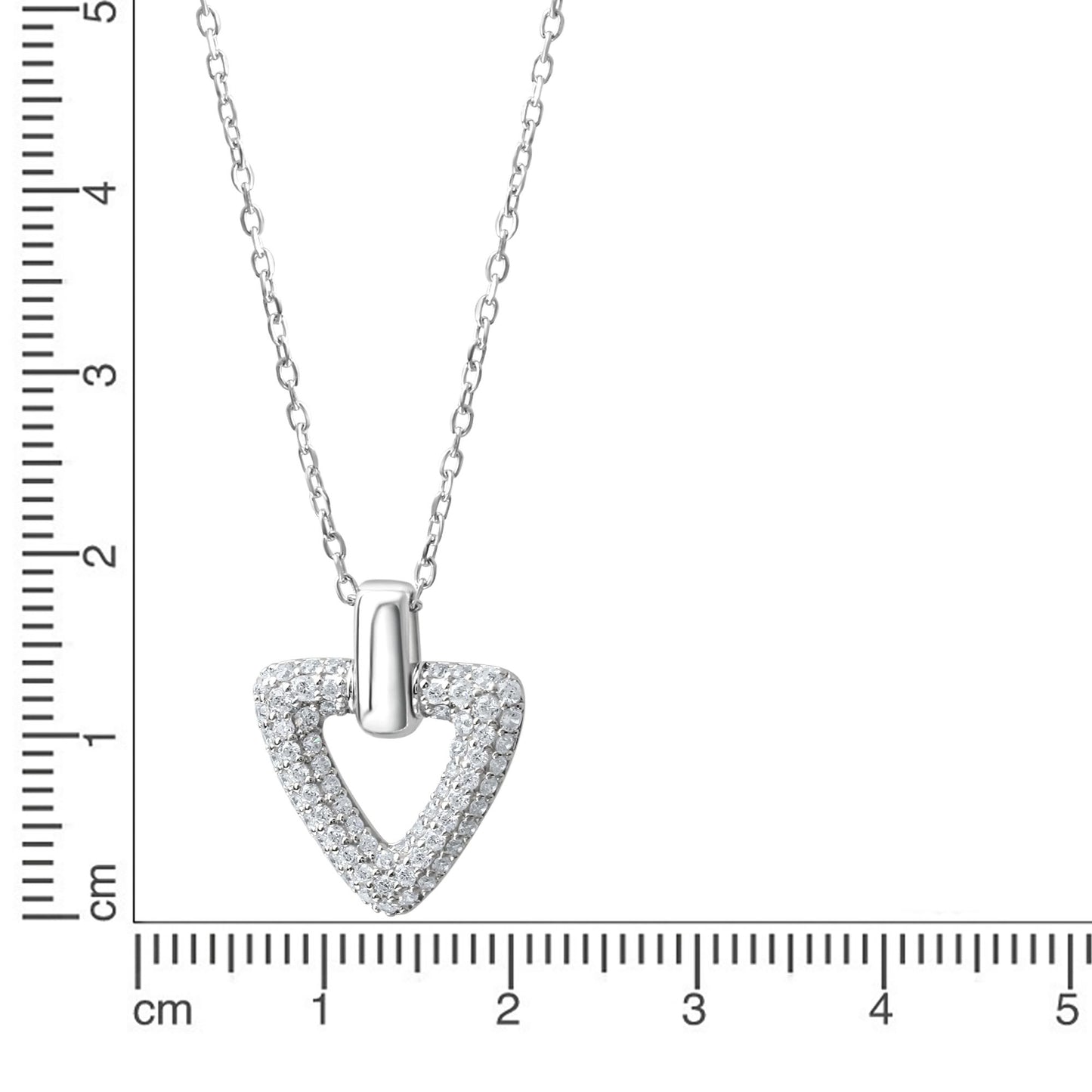 Anhänger mit Kette 925 Silber weiße Zirkonia Ankerkette 925/- Sterling Silber rhodiniert 45,0cm Zirkonia