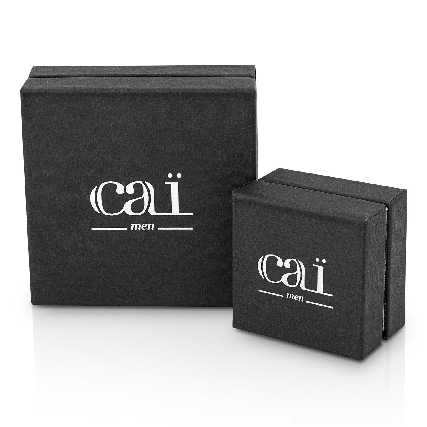 cai Armband Lederarmband geflochten schwarz 21cm Lederband Edelstahl 21cm ohne Stein