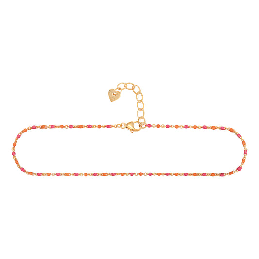 cai Fußkette 4-kant Schlangenkette 925/- Sterling Silber vergoldet 25,0cm ohne