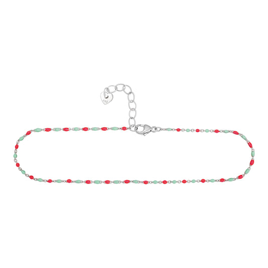 cai Fußkette Flachankerkette 925/- Sterling Silber rhodiniert 25,0cm ohne