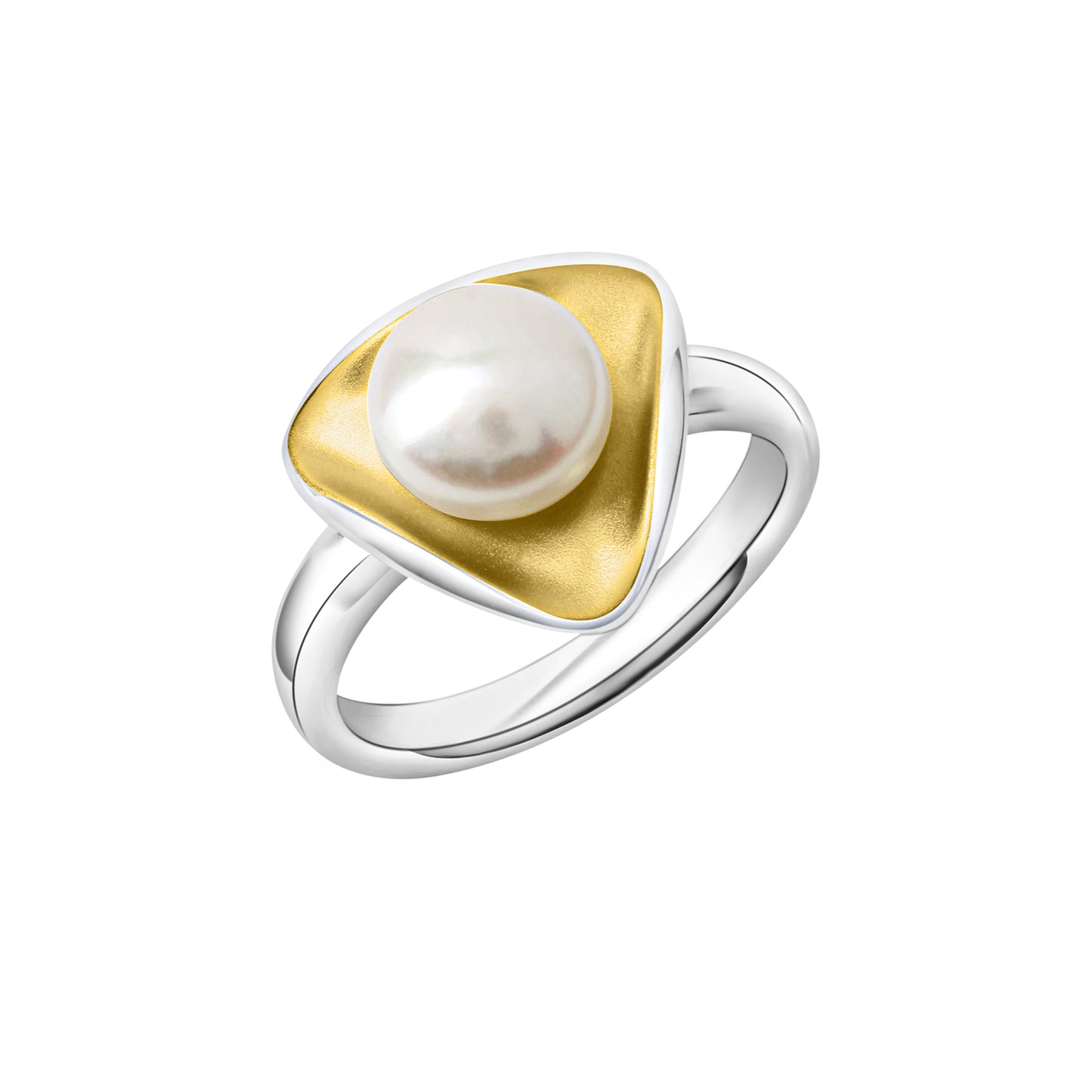 Ring 925 Silber Süßwasserzuchtperle 925/- Sterling Silber vergoldet (teil) ohne