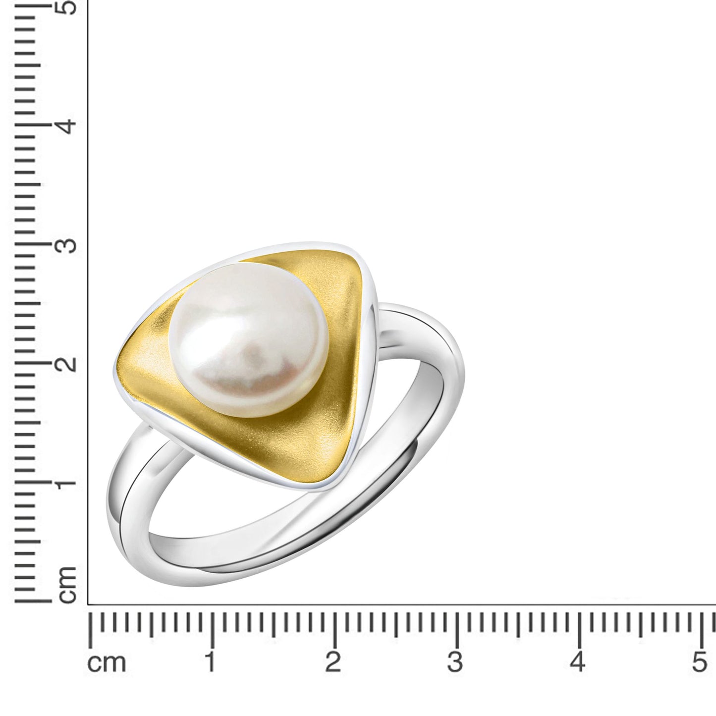 Ring 925 Silber Süßwasserzuchtperle 925/- Sterling Silber vergoldet (teil) ohne