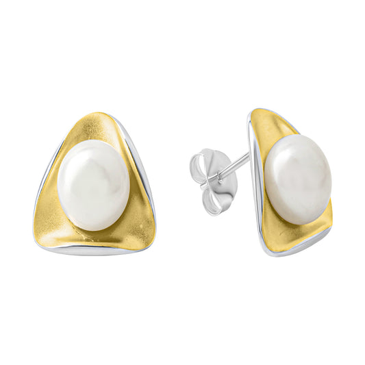 Ohrring 925 Silber mit Süßwasserzuchtperlen 925/- Sterling Silber rhodiniert 1cm Perle