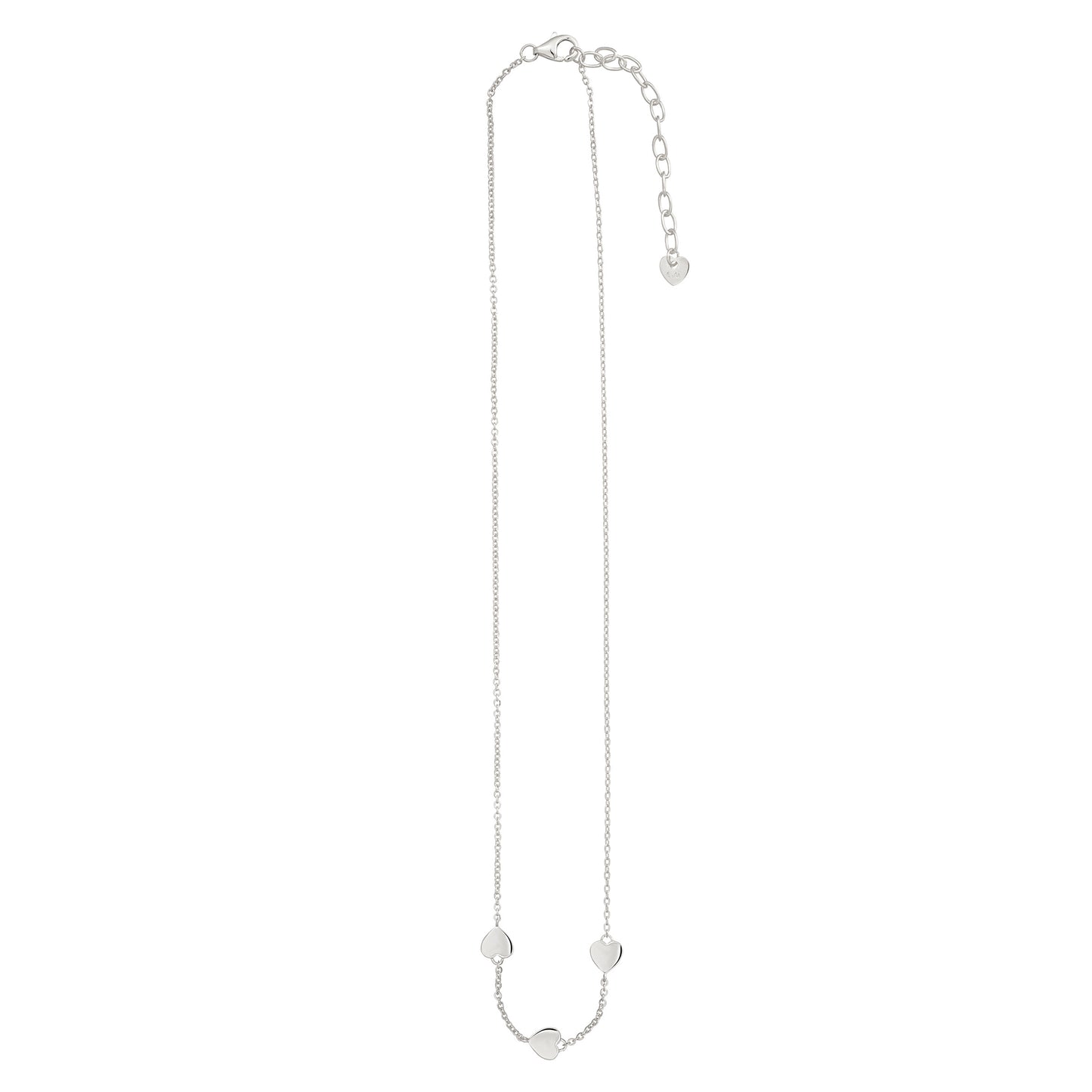 cai Halskette 925  Sterling Silber rhodiniert Herzen Flachpanzerkette 925/- Sterling Silber rhodiniert 44,0cm ohne Stein