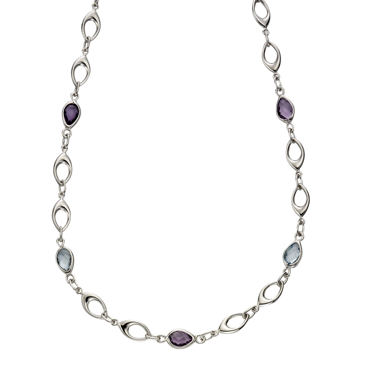 Halskette keine / nicht relevant 375/- Gold rhodiniert 43cm Amethyst