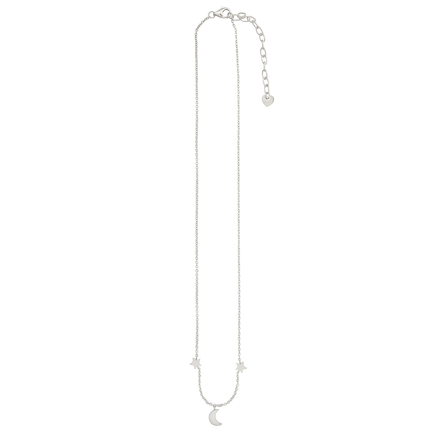 cai Collier 925 Sterling Silber rhodiniert Mond Sterne Flachpanzerkette 925/- Sterling Silber rhodiniert 44,0cm