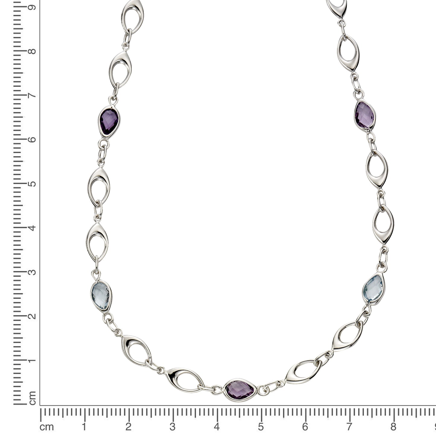Halskette keine / nicht relevant 375/- Gold rhodiniert 43cm Amethyst
