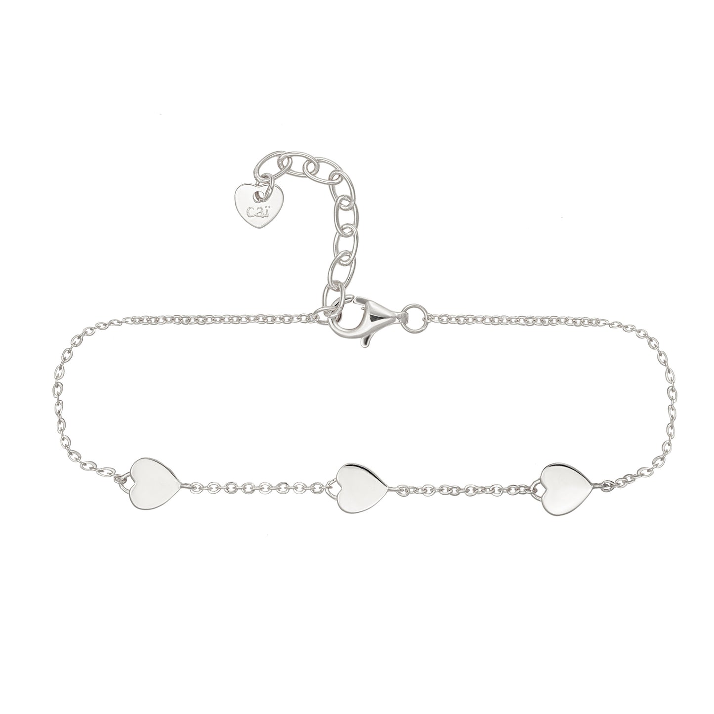 cai Armband 925 Sterling Silber rhodiniert Herz Flachpanzerkette 925/- Sterling Silber rhodiniert 19,0cm ohne Stein