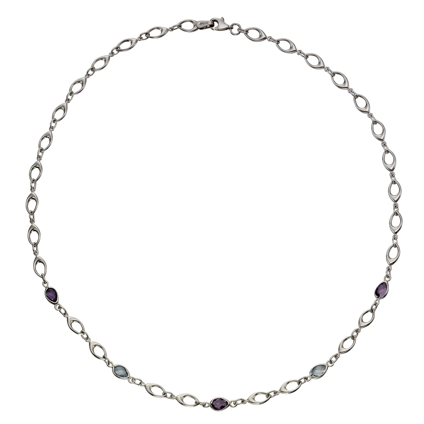 Halskette keine / nicht relevant 375/- Gold rhodiniert 43cm Amethyst