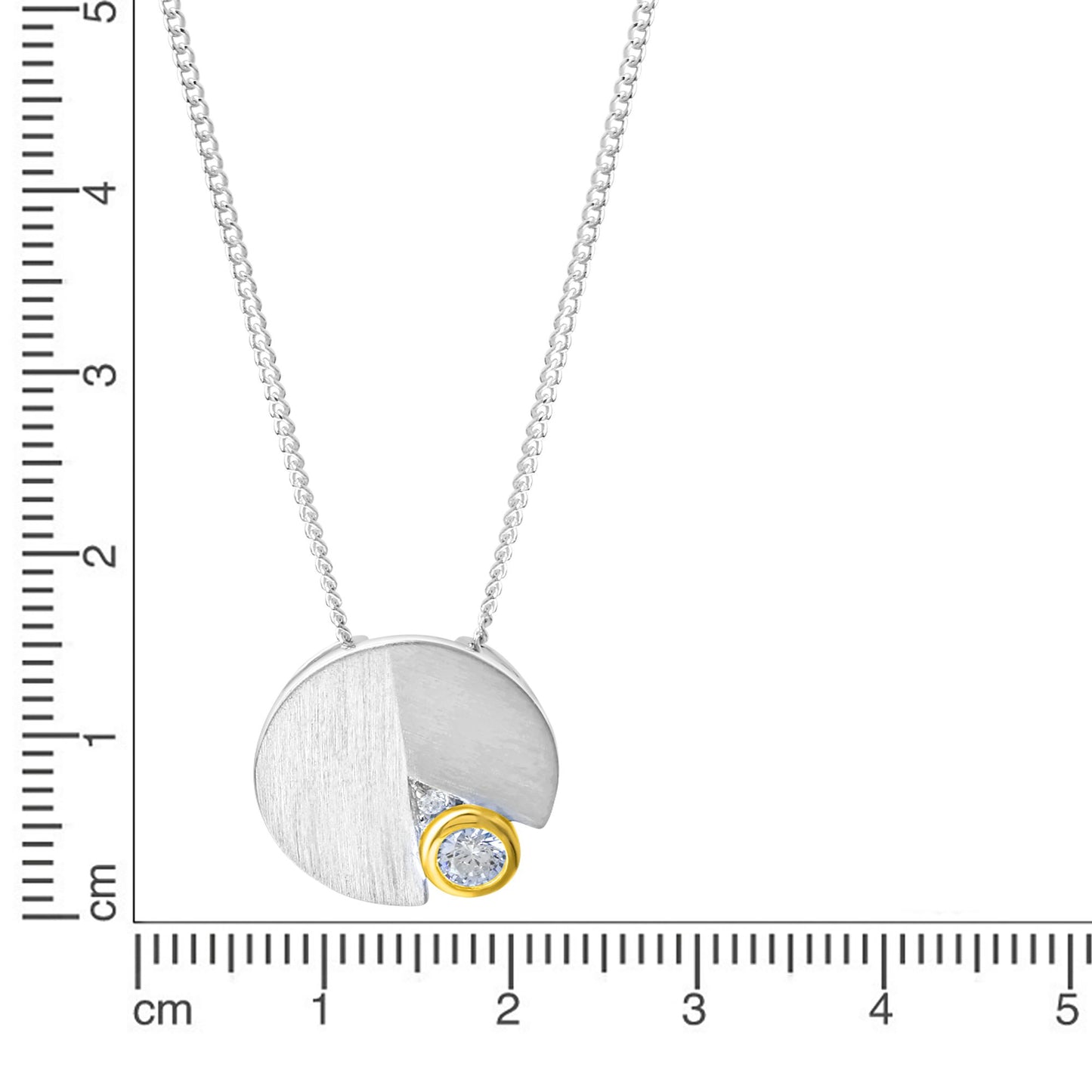 Halskette 925 Silber 2farbig mit Zirkonia Ankerkette 925/- Sterling Silber vergoldet (teil) 45cm