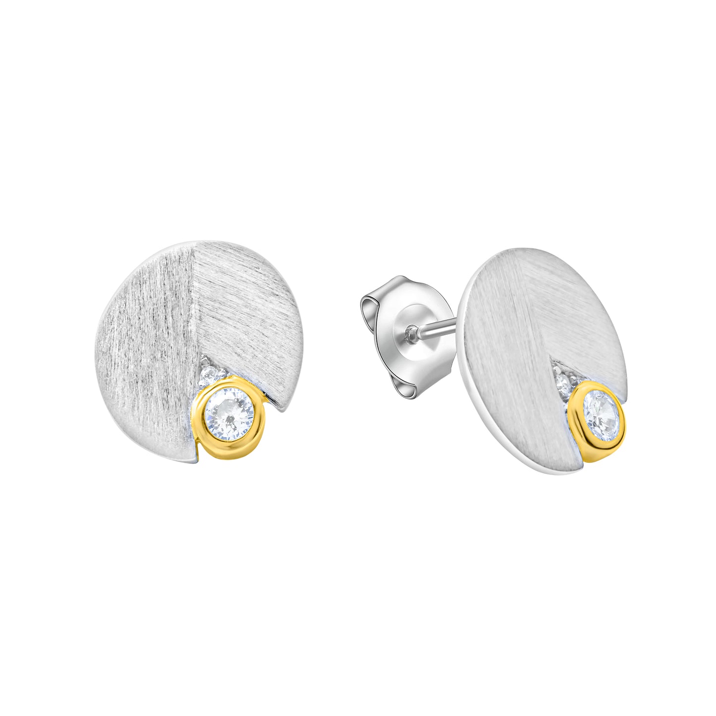 Ohrring 925 Silber vergoldet Zirkonia 925/- Sterling Silber vergoldet (teil) 0,9cm Zirkonia