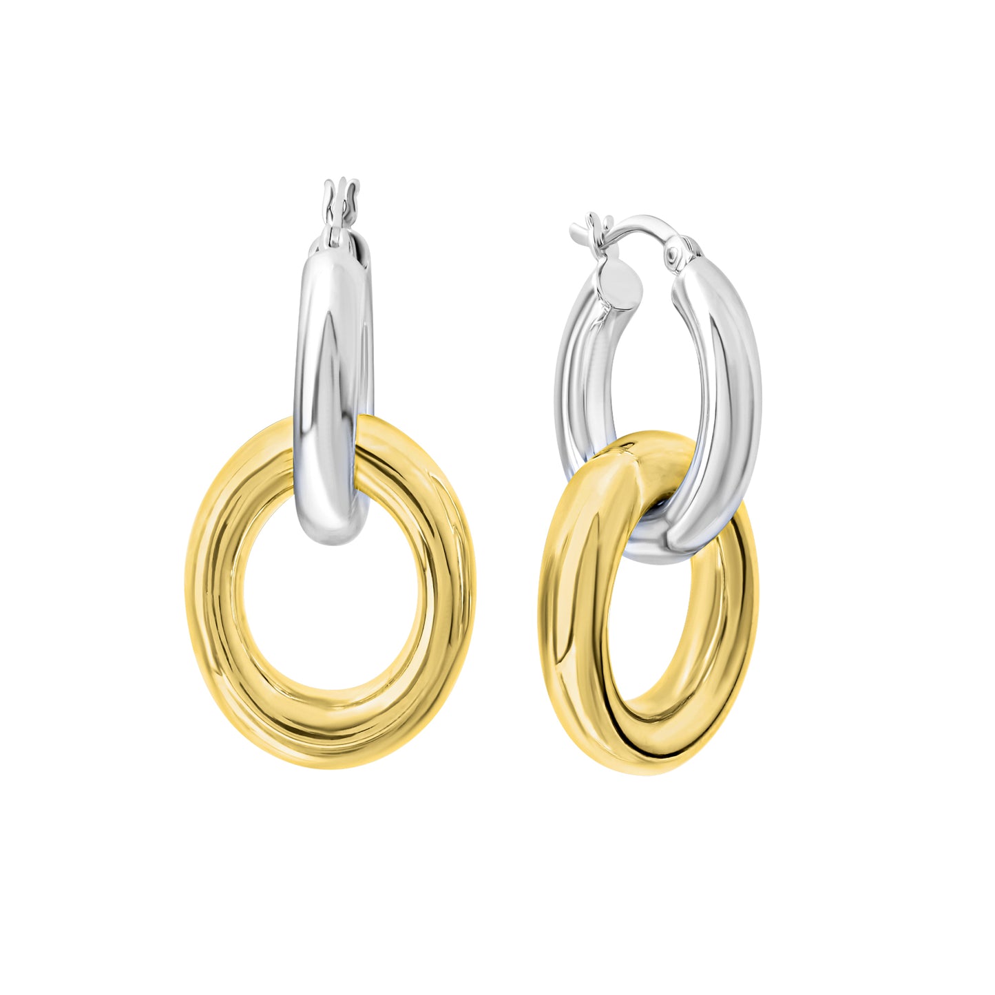 Creolen mit Einhänger 925/- Sterling Silber vergoldet (teil) 3,0cm ohne