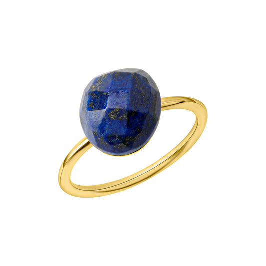 Ring 925 Silber vergoldet Lapislazuli 925/- Sterling Silber vergoldet Lapislazuli