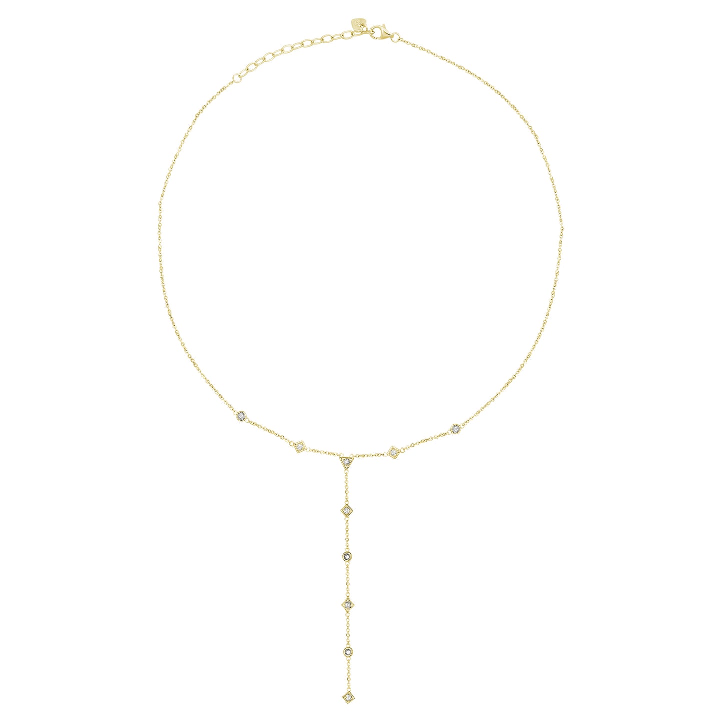 cai Halskette 925 Silbervergoldet Y-Kette mit Zirkonia Ankerkette 925/- Sterling Silber vergoldet 45,0cm