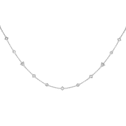 cai Halskette Choker 925 Silber rhodiniert mit Zirkonia Ankerkette 925/- Sterling Silber rhodiniert 37,0cm