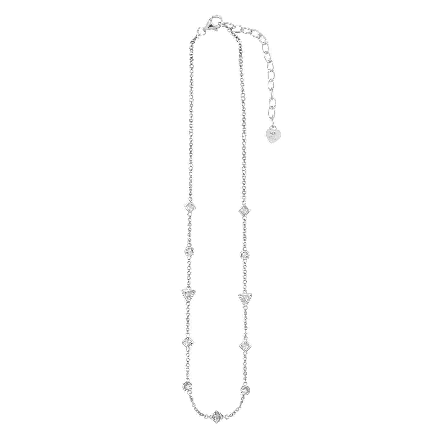 cai Halskette Choker 925 Silber rhodiniert mit Zirkonia Ankerkette 925/- Sterling Silber rhodiniert 37,0cm